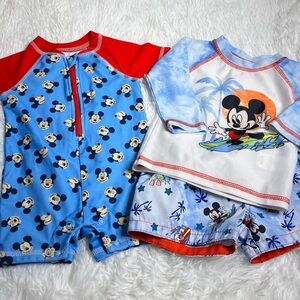 Disney Mickey Mouse Kids Rashguard Set - Red and Blue